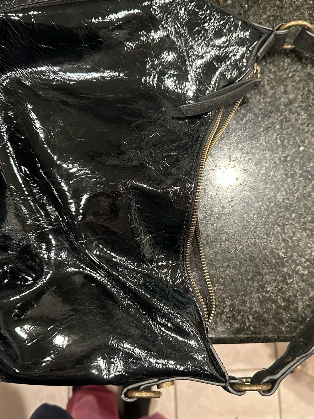 Simply Vera Vera Wang Black Patent Hobo Bag